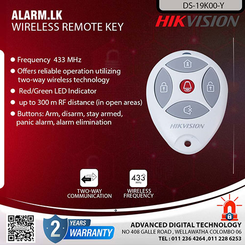 DS-19K00-Y - Hikvision Wireless Alarm Remote Key Colombo Srilanka