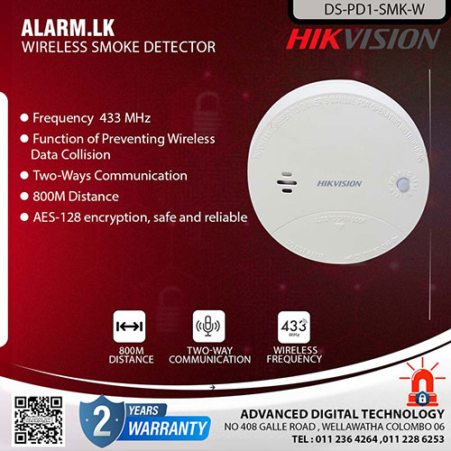 DS-PD1-SMK-W - Hikvision Alarm Wireless Smoke Detector Colombo Srilanka