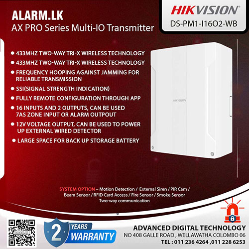 DS-PM1-I16O2-WB - Hikvision AX PRO Series Multi-IO Transmitter Colombo Srilanka