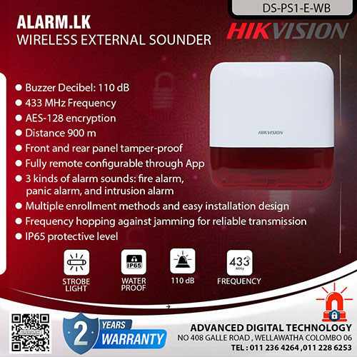 DS-PS1-E-WB - Hikvision Wireless External Sounder Alarm Accessories Colombo Srilanka