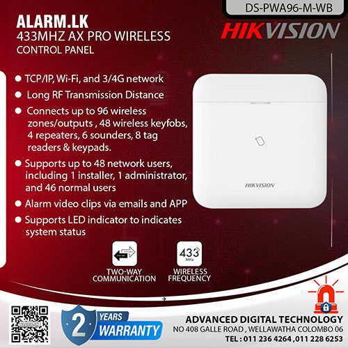 DS-PWA96-M-WB - Hikvision 433MHz AX Pro Wireless Control Panel Colombo Srilanka