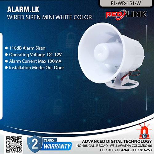 RL-WR-151-W - Redlink Wired Siren MINI White Color Alarm Accessories Colombo Srilanka