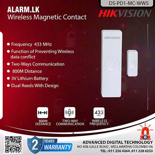 DS-PD1-MC-WWS - Hikvision Alarm Wireless Magnetic Contact Colombo Srilanka