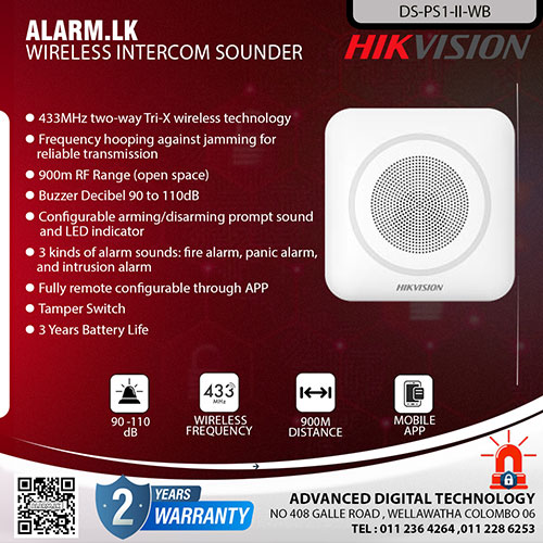 DS-PS1-II-WB - Hikvision Wireless Intercom Sounder Colombo Srilanka