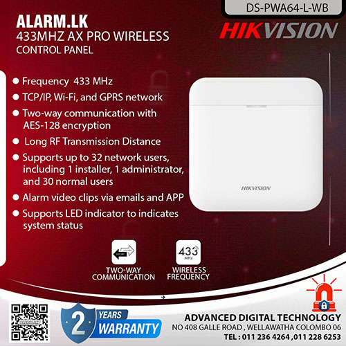 DS-PWA64-L-WB - Hikvision 433MHz AX Pro Wireless Control Panel Colombo Srilanka