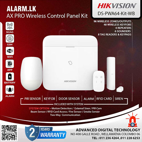 DS-PWA64-Kit-WB - Hikvision AX PRO kit (433MHz) Wireless Control Panel Kit Colombo Srilanka