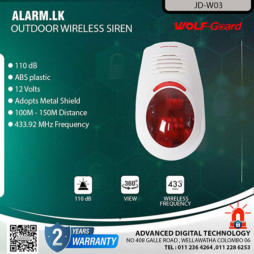 JD-W03 - Wolf-Guard 315MHz Outdoor Wireless Siren Alarm Accessories Colombo Srilanka